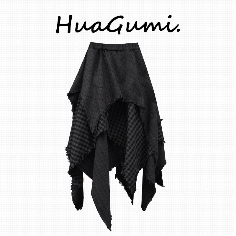 Striped irregular half-length skirt