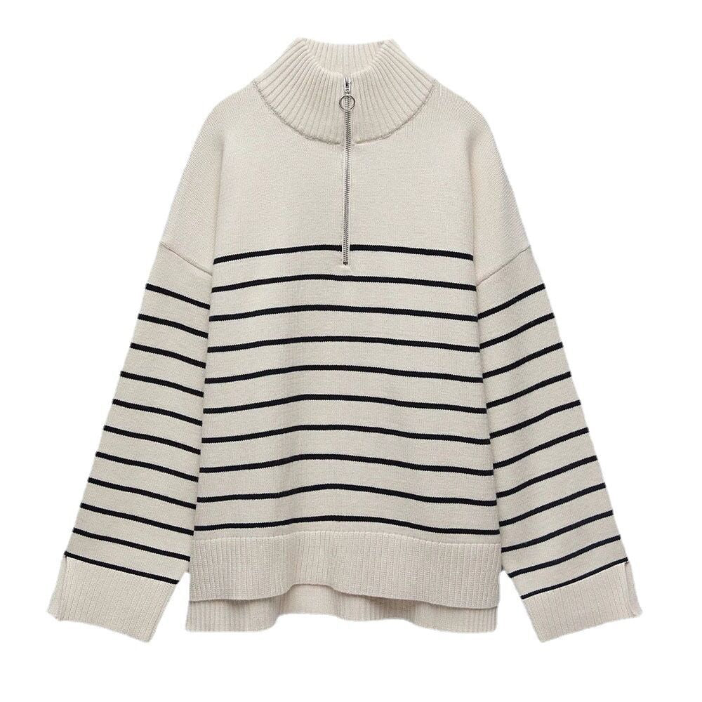 Striped Knit Pullover Sweater