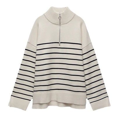 Striped Knit Pullover Sweater
