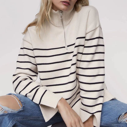 Striped Knit Pullover Sweater