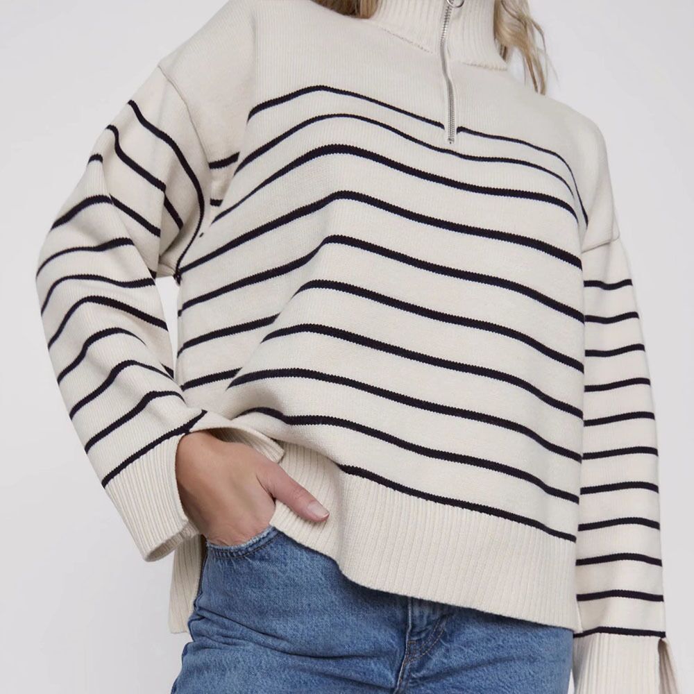 Striped Knit Pullover Sweater