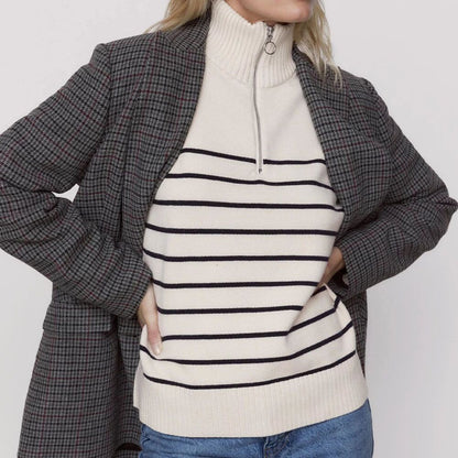 Striped Knit Pullover Sweater