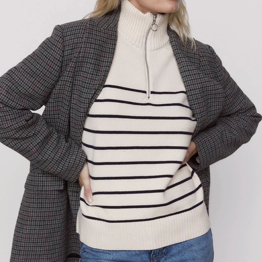 Striped Knit Pullover Sweater