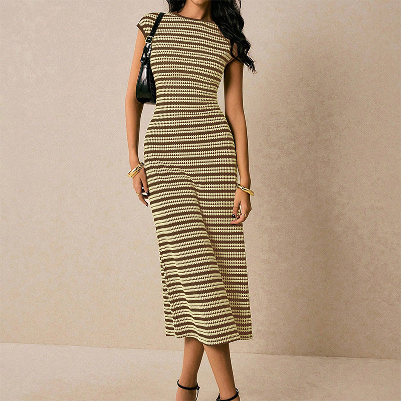 Striped Knit Sleeveless Dress