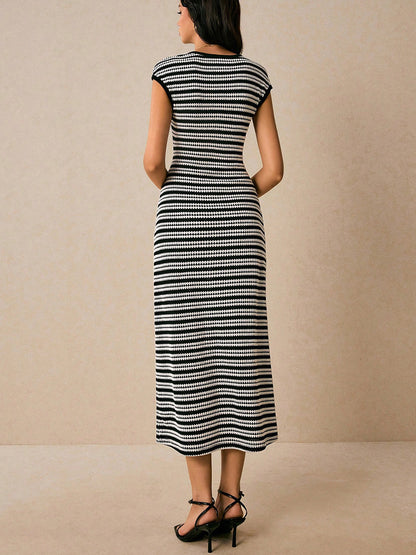 Striped Knit Sleeveless Dress