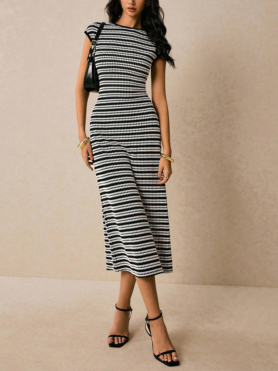 Striped Knit Sleeveless Dress