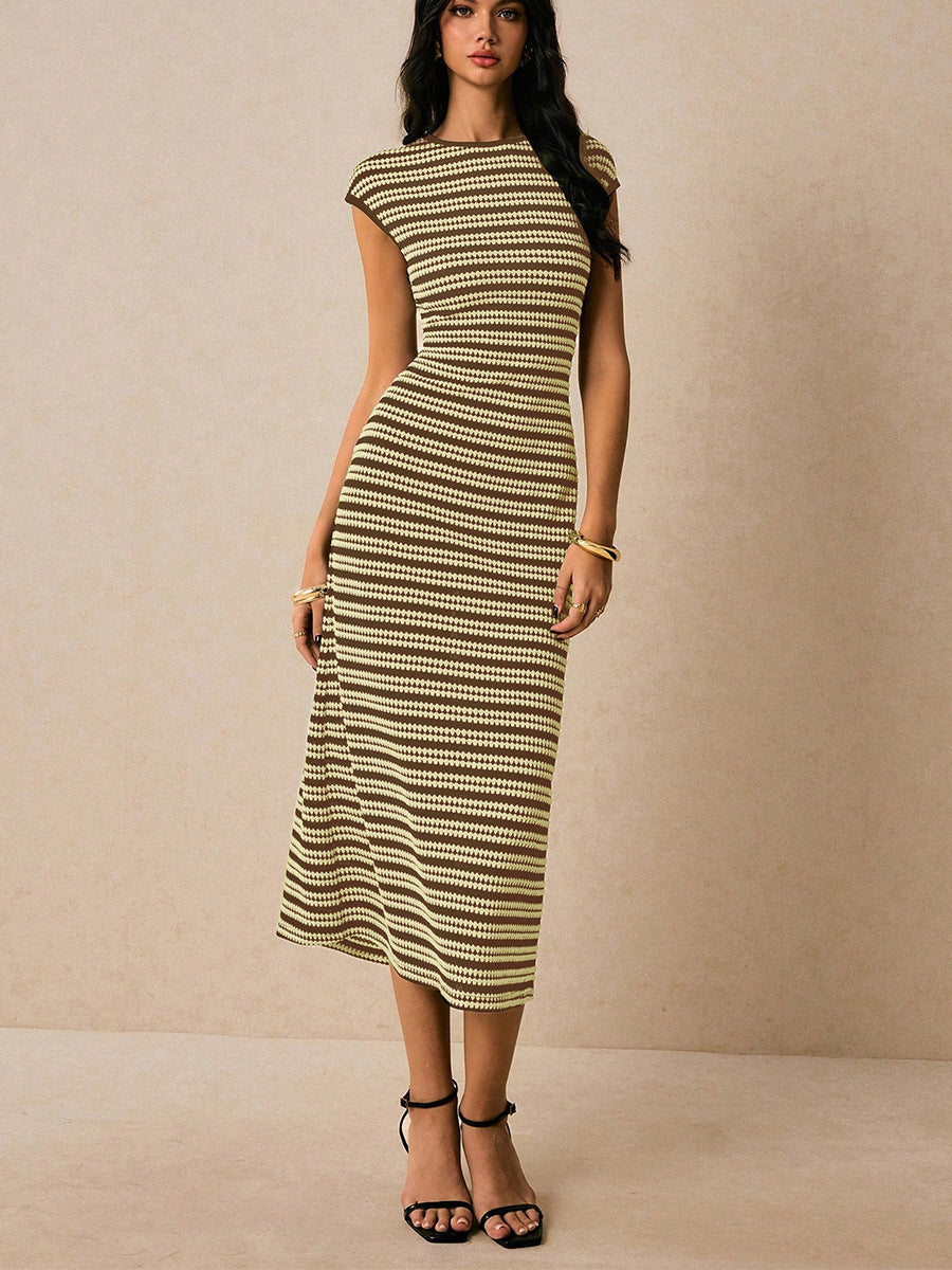 Striped Knit Sleeveless Dress