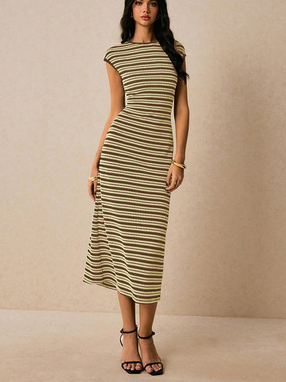 Striped Knit Sleeveless Dress
