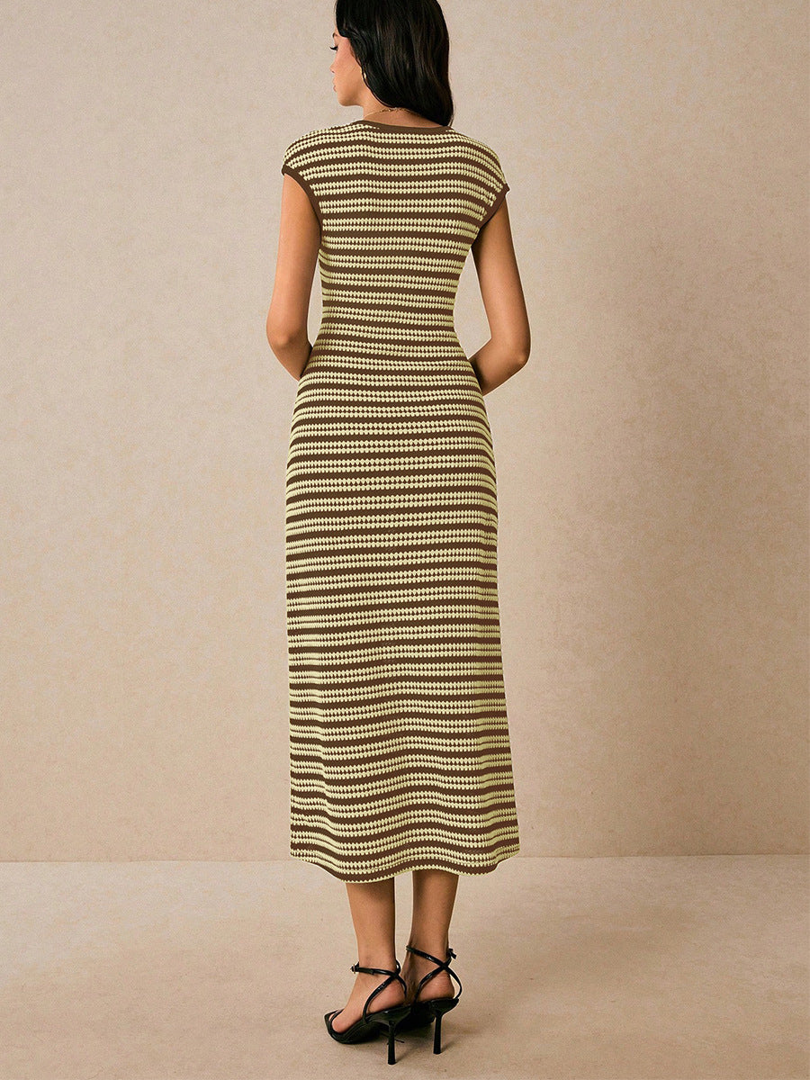 Striped Knit Sleeveless Dress