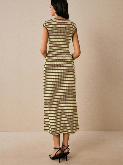 Striped Knit Sleeveless Dress