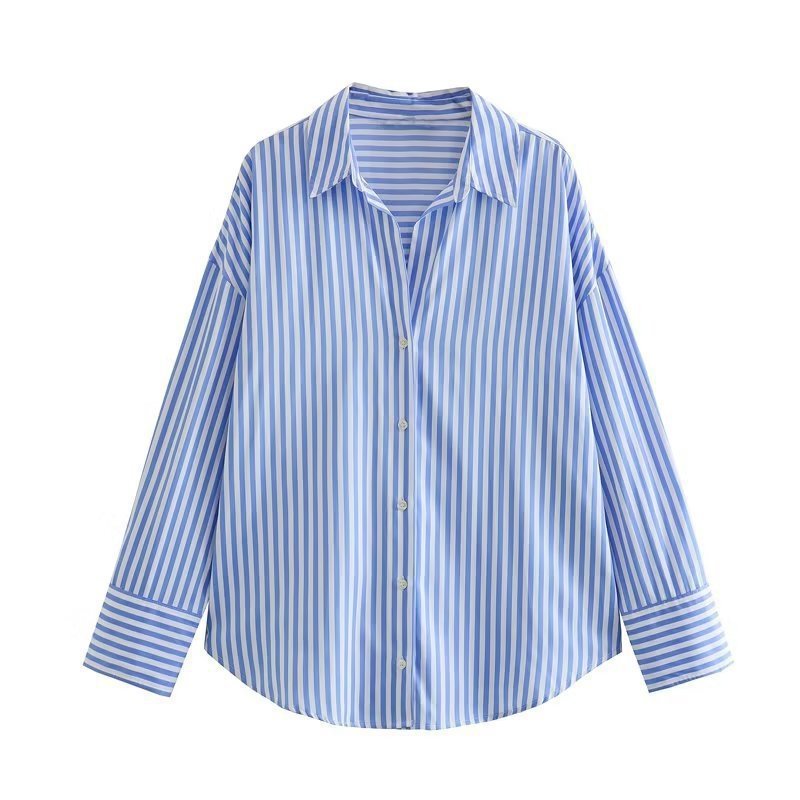Striped Lapel Long Sleeve Shirt