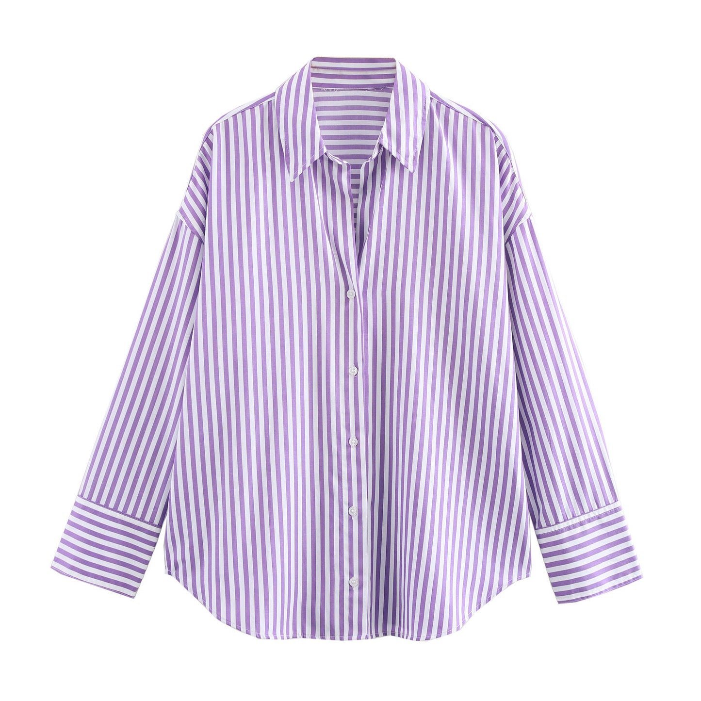 Striped Lapel Long Sleeve Shirt