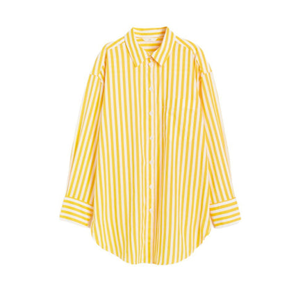 Striped Lapel Long Sleeve Shirt