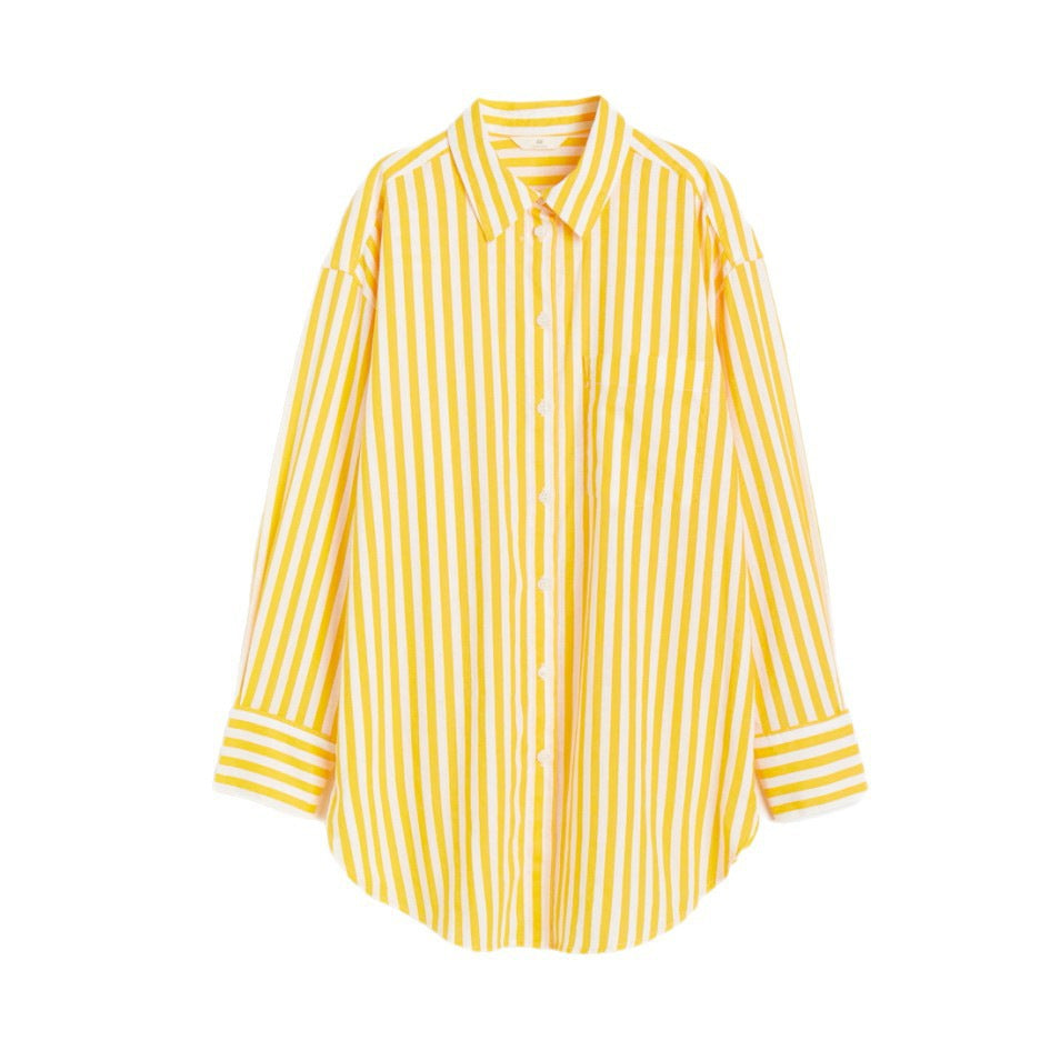 Striped Lapel Long Sleeve Shirt