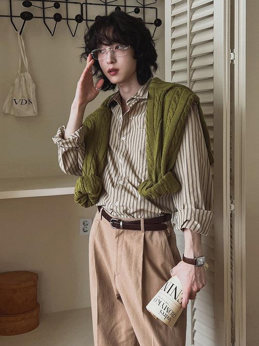 Striped long-sleeved shirt