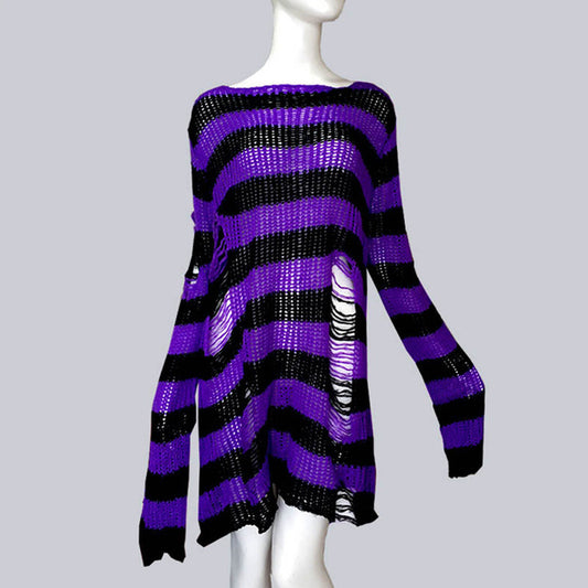 Striped Loose Punk Dark Knit Sweater