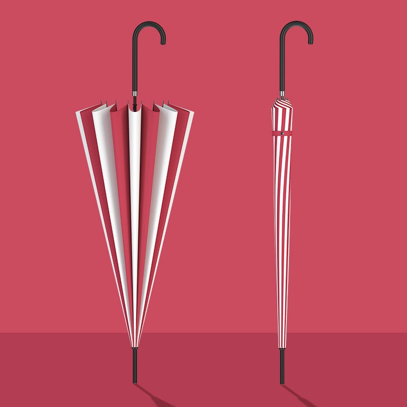 Striped Pagoda Umbrella with Long Handle