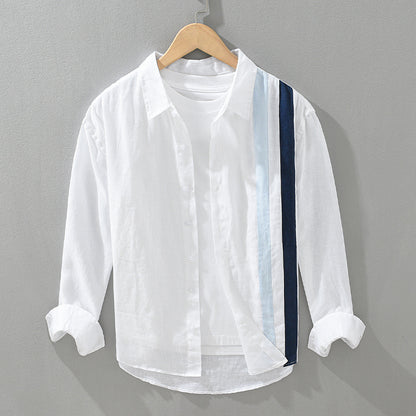 Striped Patchwork Long-Sleeve Shirt