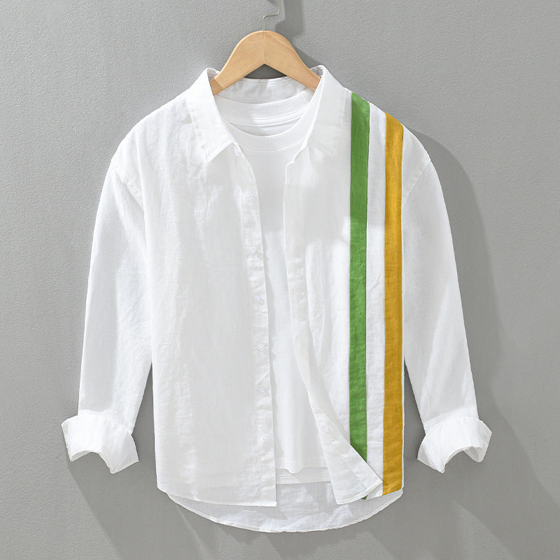 Striped Patchwork Long-Sleeve Shirt