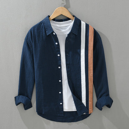 Striped Patchwork Long-Sleeve Shirt