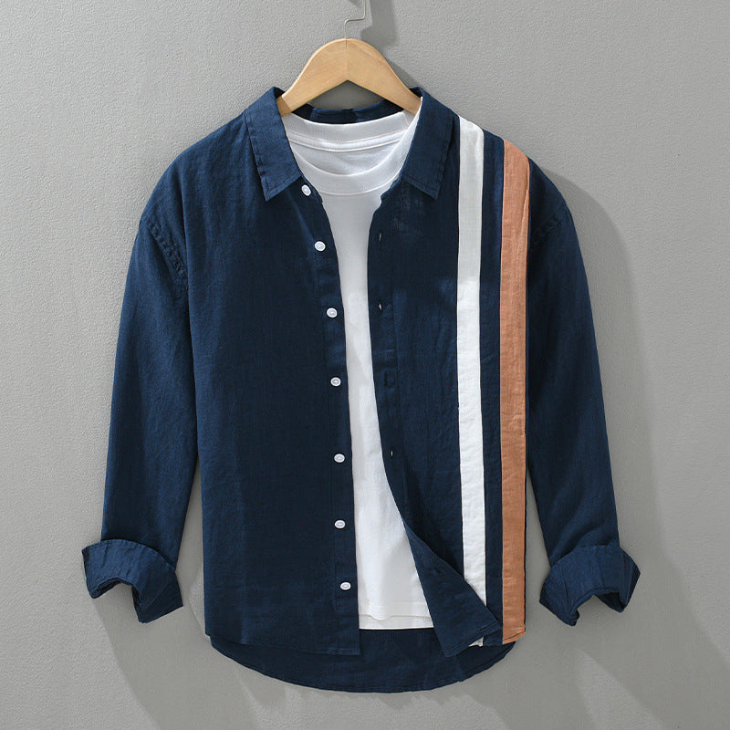 Striped Patchwork Long-Sleeve Shirt