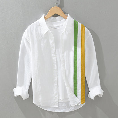 Striped Patchwork Long-Sleeve Shirt
