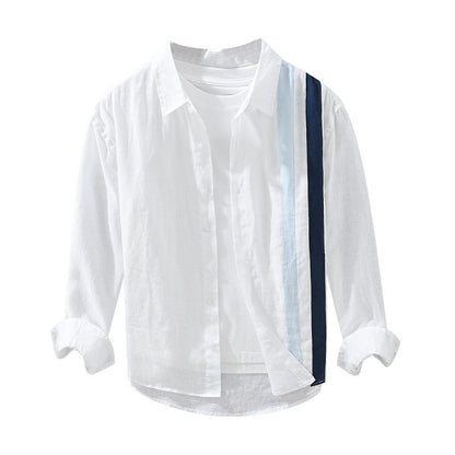 Striped Patchwork Long-Sleeve Shirt