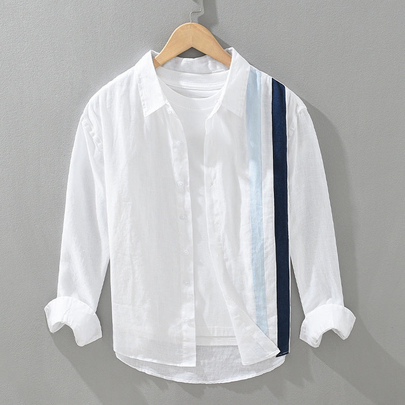 Striped Patchwork Long-Sleeve Shirt