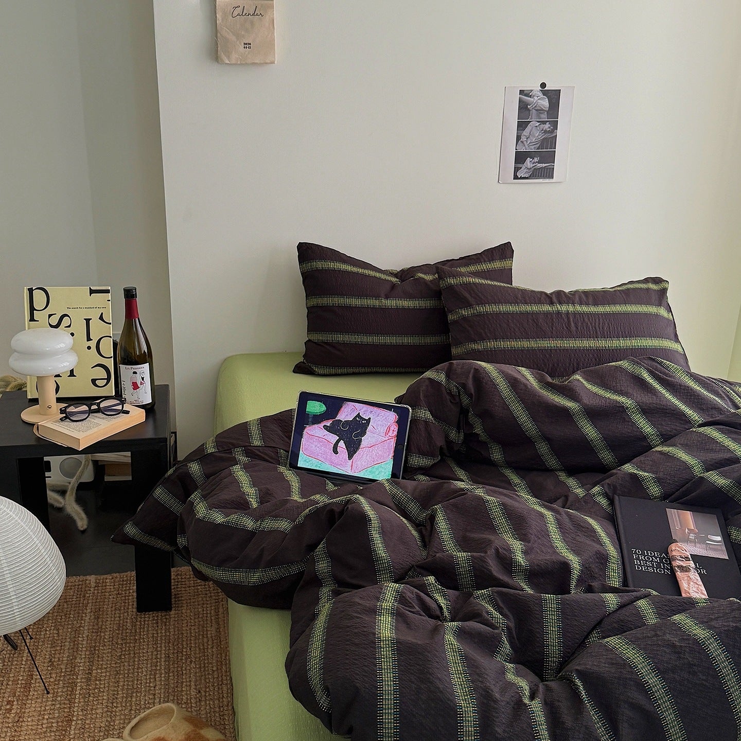 Striped Polyester Bedding Set
