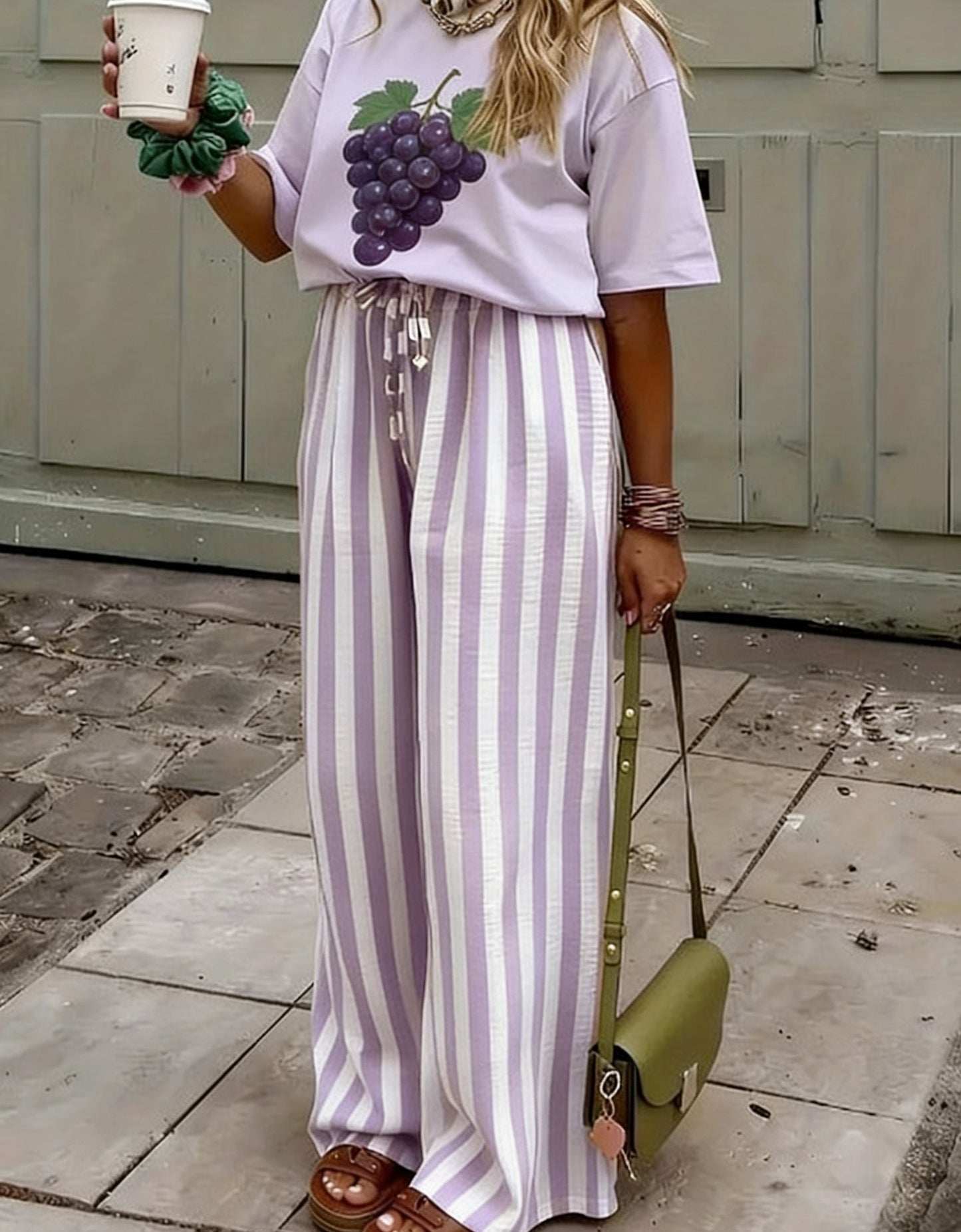 Striped Print Straight-Leg Pants