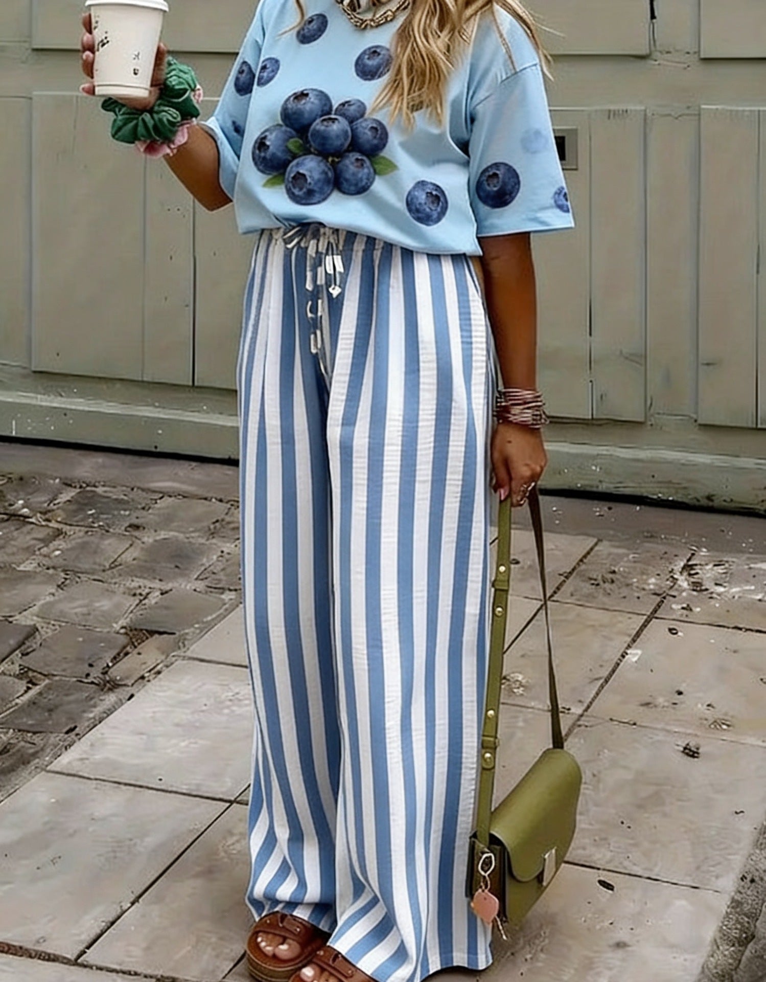 Striped Print Straight-Leg Pants