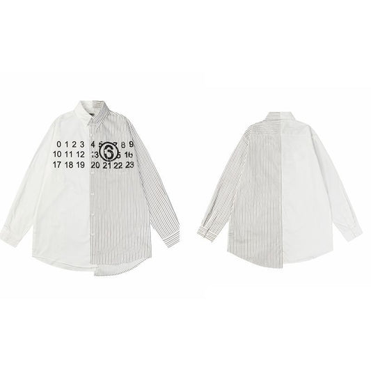Striped printed loose-fitting shirt