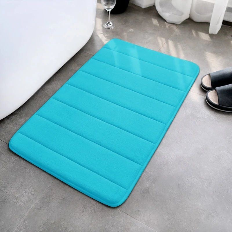 Striped sewn coral velvet floor mat