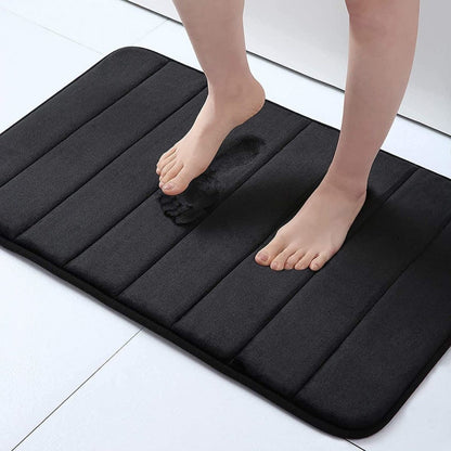 Striped sewn coral velvet floor mat