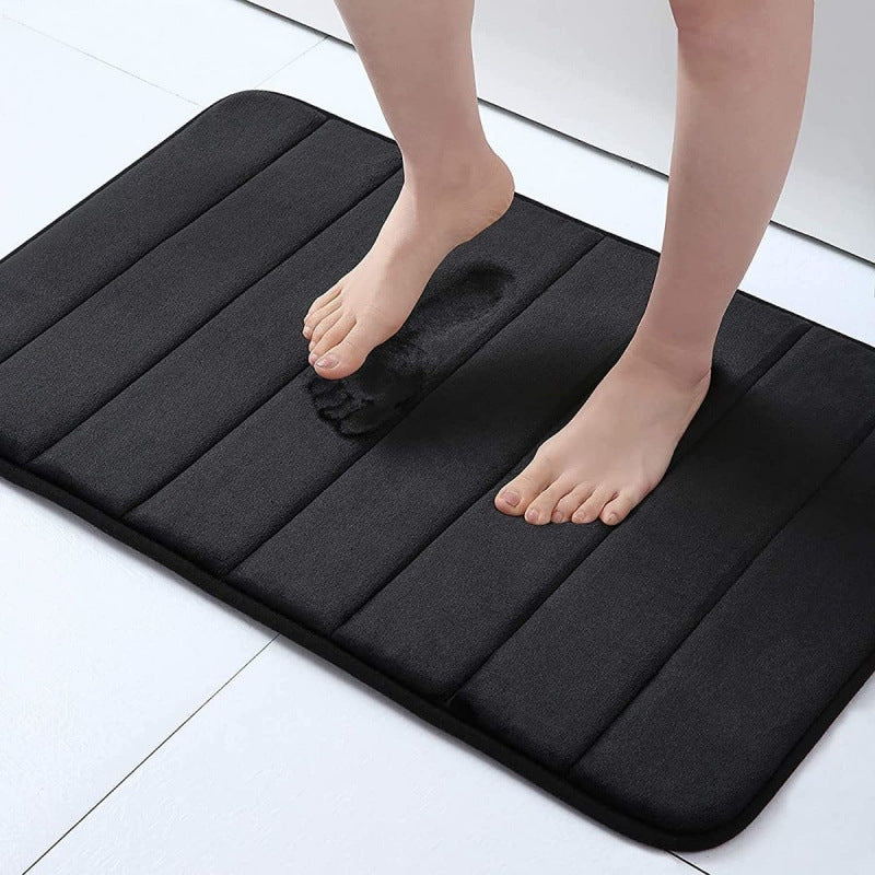 Striped sewn coral velvet floor mat