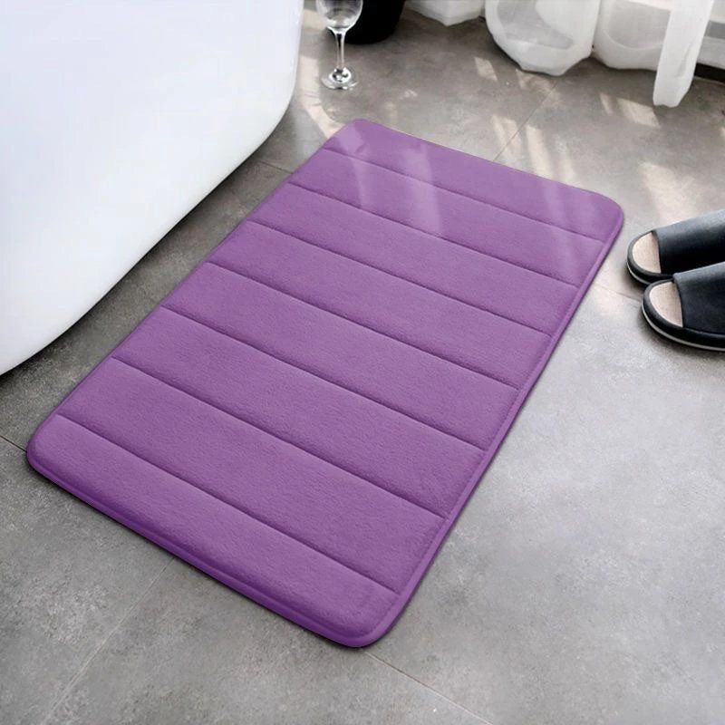 Striped sewn coral velvet floor mat