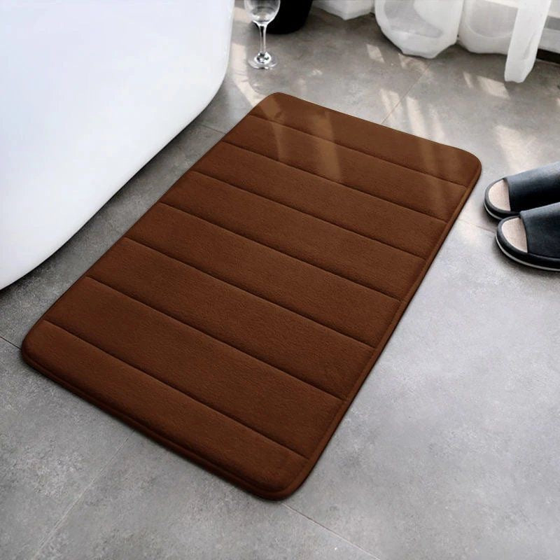 Striped sewn coral velvet floor mat