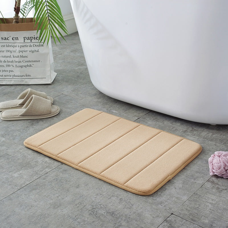 Striped sewn coral velvet floor mat