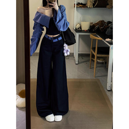 Striped shirt and wide-leg pants set
