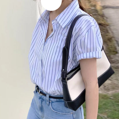 Striped short-sleeved shirt