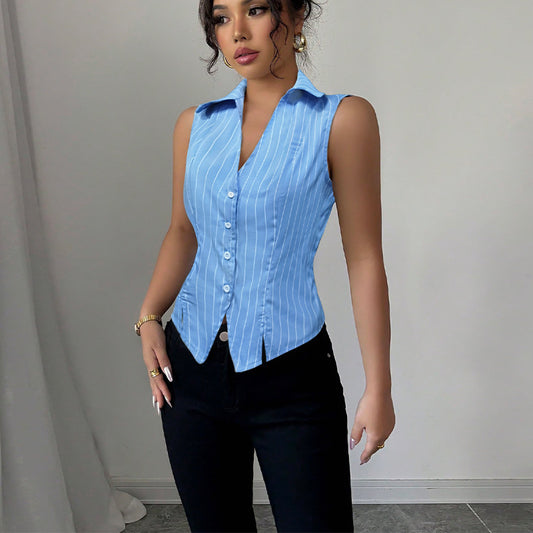 Striped sleeveless shirt