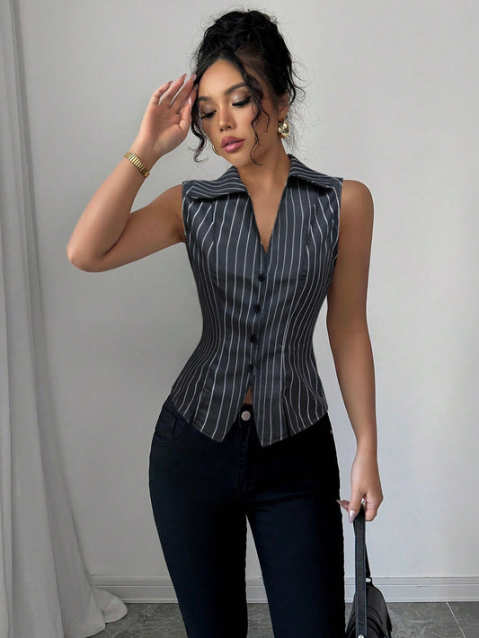 Striped sleeveless shirt