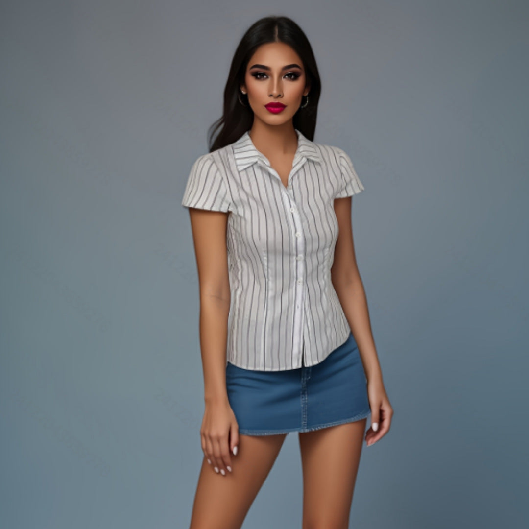 Striped Slim Fit Womens Polo Shirt