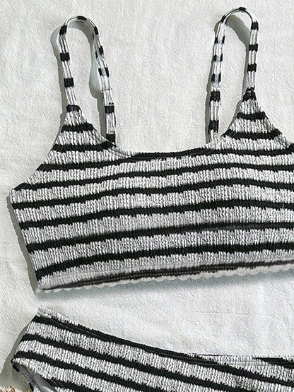 Striped Split Swimsuits