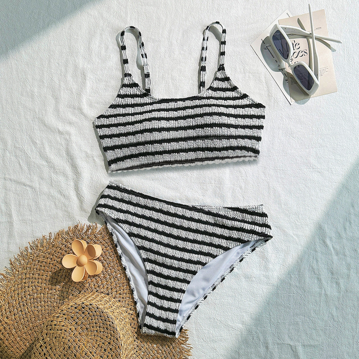 Striped Split Swimsuits
