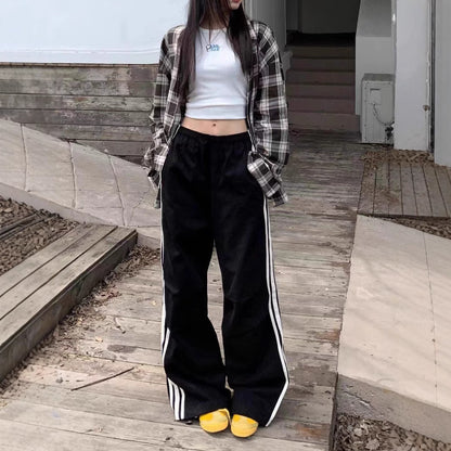 Striped three-bar patchwork cargo pants
