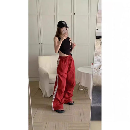 Striped three-bar patchwork cargo pants
