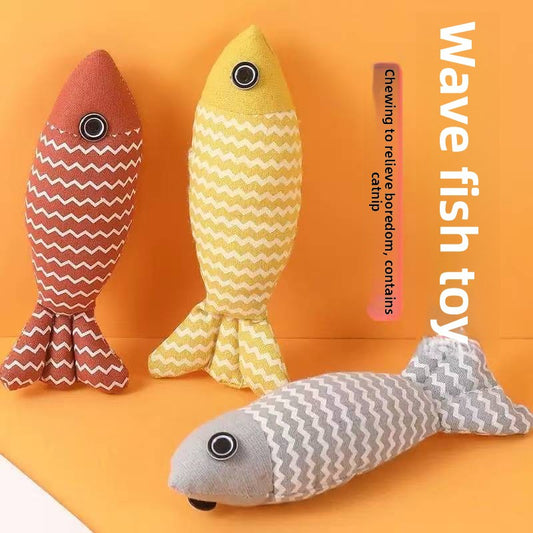 Striped Wave Mint Cloth Fish Cat Toy
