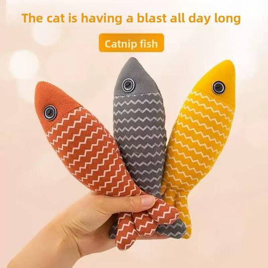 Striped Wave Mint Cloth Fish Cat Toy
