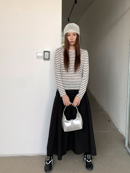 Striped Wool Blend Knit Sweater